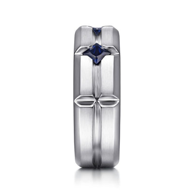 Sapphire Men's Ring  in Silver by Gabriel & Co.