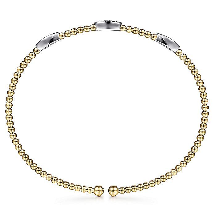 Marquise Diamond Station Beaded Cuff in Two-Tone Gold by Gabriel & Co.