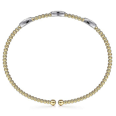 Marquise Diamond Station Beaded Cuff in Two-Tone Gold by Gabriel & Co.