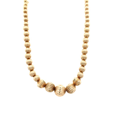 ESTATE Corrugated Bead Necklace in Yellow Gold