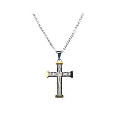 Textured Cross Pendantin SS and Gold Plating with 22" Chain