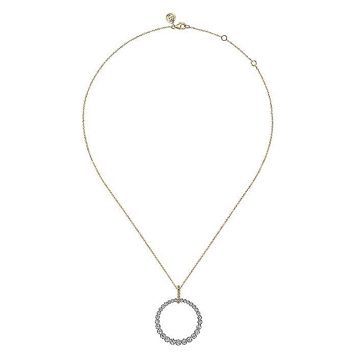 Diamond Drop Circle Pendant in Two-Tone Gold by Gabriel & Co.