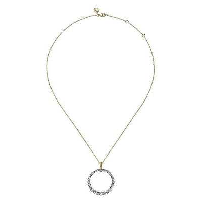 Diamond Drop Circle Pendant in Two-Tone Gold by Gabriel & Co.