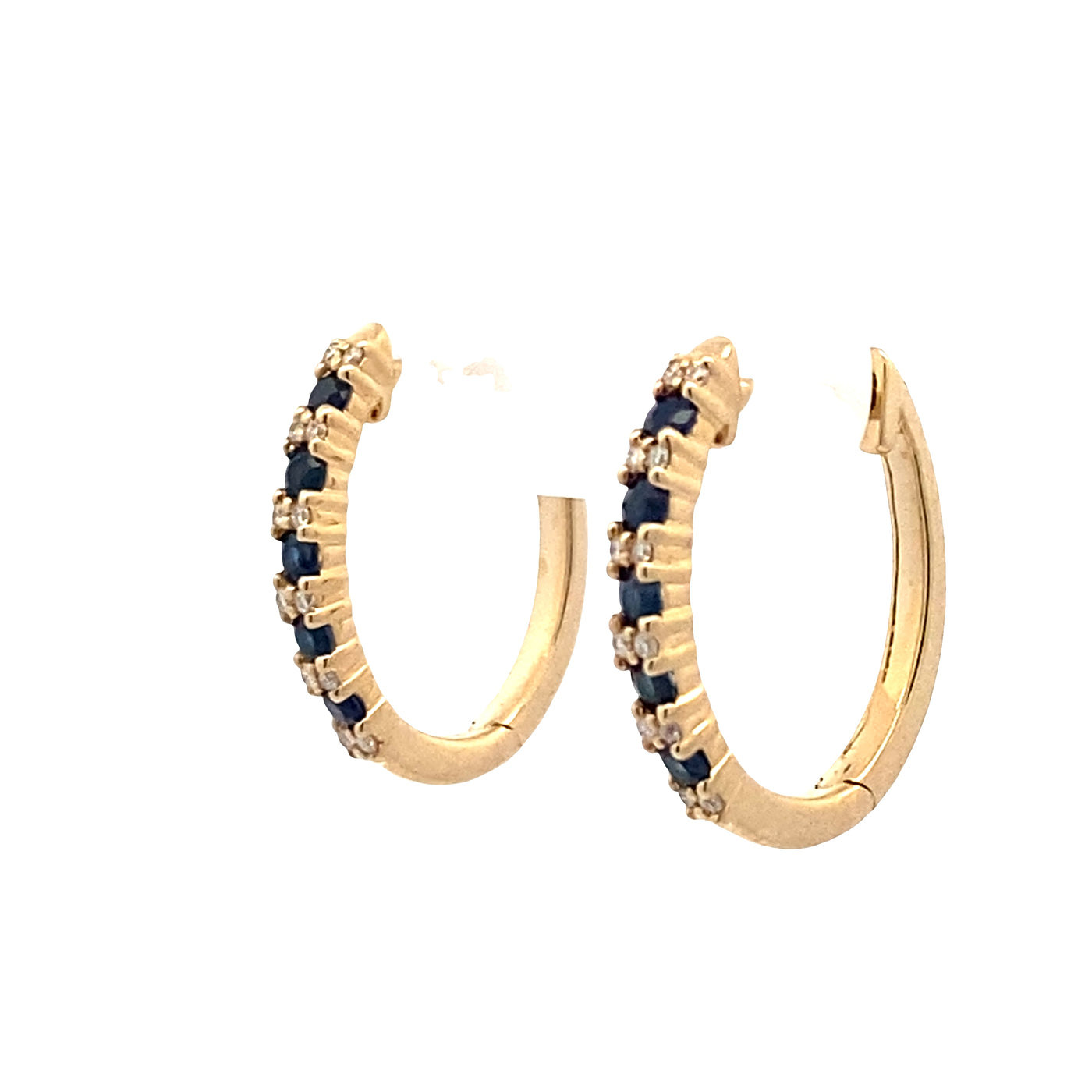 Sapphire and Diamond Hoops in Yellow Gold by Allison Kaufman