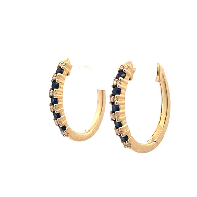 Sapphire and Diamond Hoops in Yellow Gold by Allison Kaufman