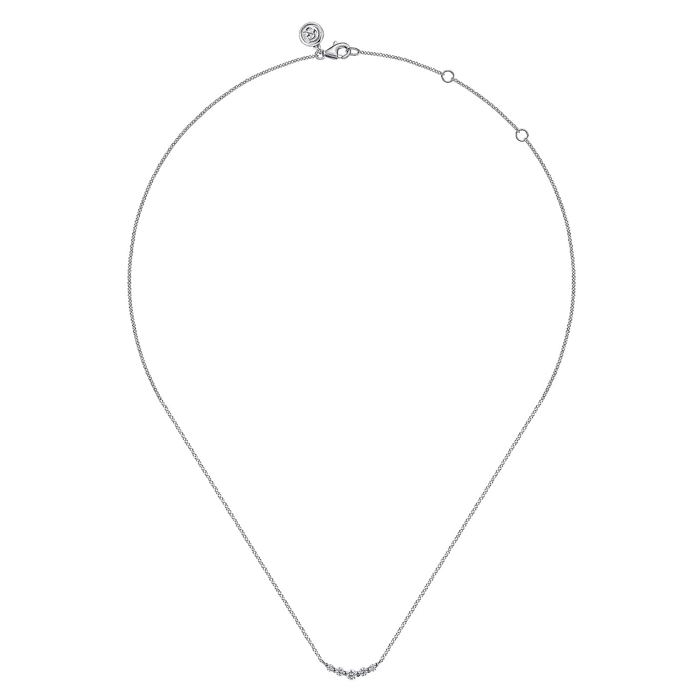 White Sapphire Curved Bar Necklace in White Gold by Gabriel & Co.