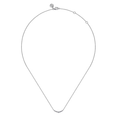White Sapphire Curved Bar Necklace in White Gold by Gabriel & Co.