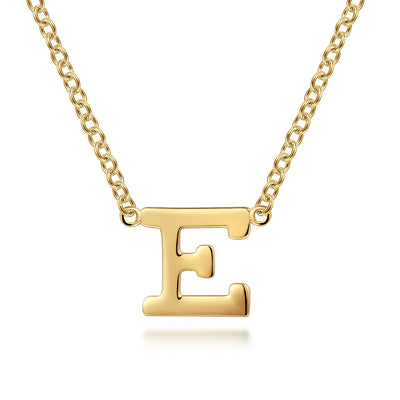 Initial “E” Link Necklace in Yellow Gold by Gabriel & Co.