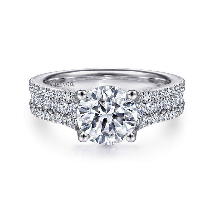 Gabriel & Co. 14 Karat Side Stones Round Diamond Engagement Ring er14890R6W44JJ