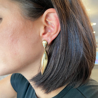 ESTATE Bold HP Dangle Earrings in Yellow Gold
