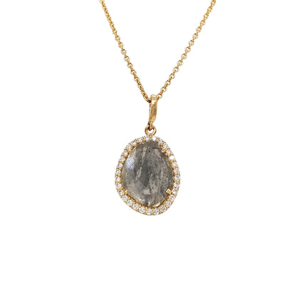 Diamond Slice Halo Pendant in Yellow Gold
