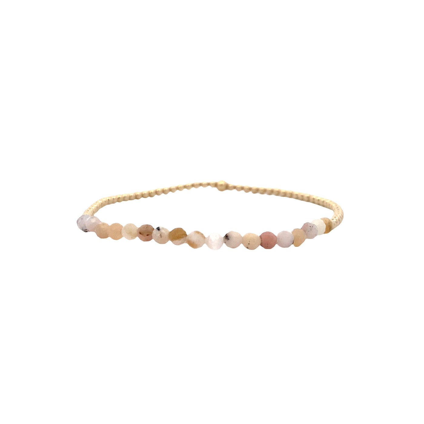 Stretch 2mm Yellow Gold Mixed Natural Opal Beaded Bracelet