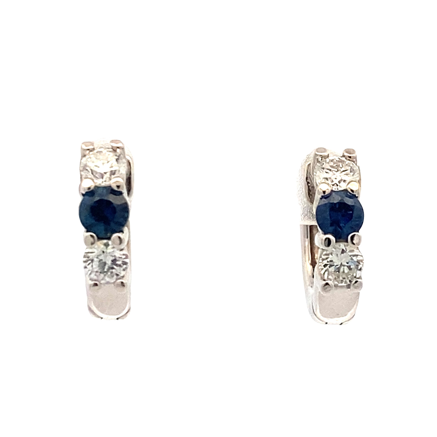 Sapphire and Diamond Huggies in White Gold by B&C