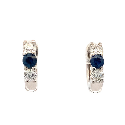 Sapphire and Diamond Huggies in White Gold by B&C