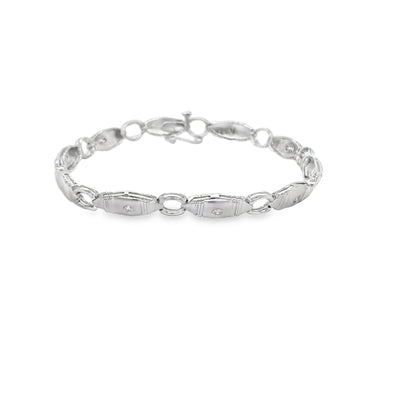 ESTATE Diamond Link Bracelet in White Gold