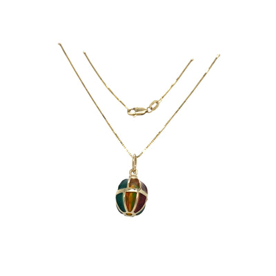 ESTATE Enamel Cage Pendant in Yellow Gold