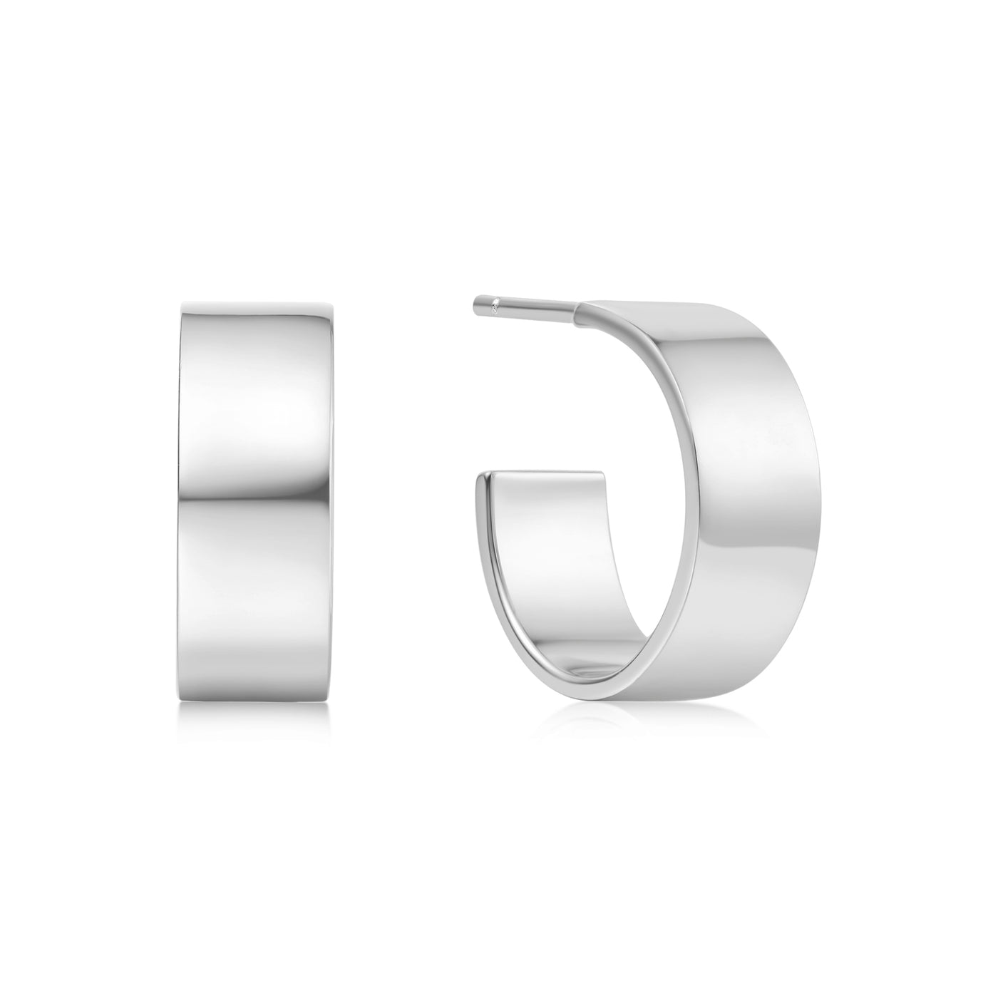 Flat Medium Hoops in Silver by Ania Haie