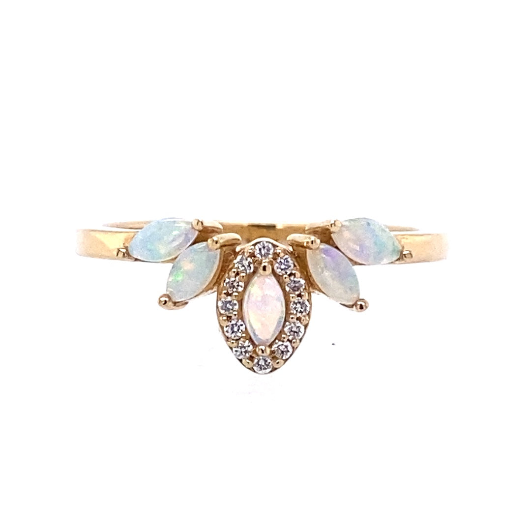Parle 14 Karat Yellow Gold Marquise Opal Theme Style RCO59N12C