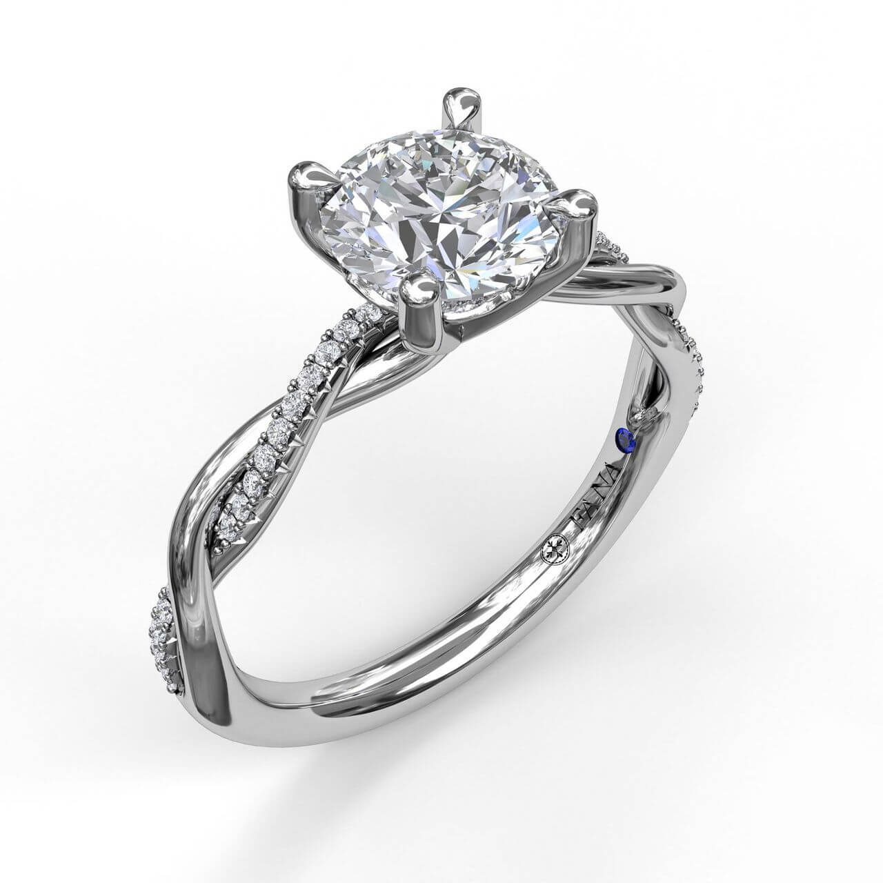 FANA 14 Karat Twist Round Diamond Engagement Ring S3901/WG