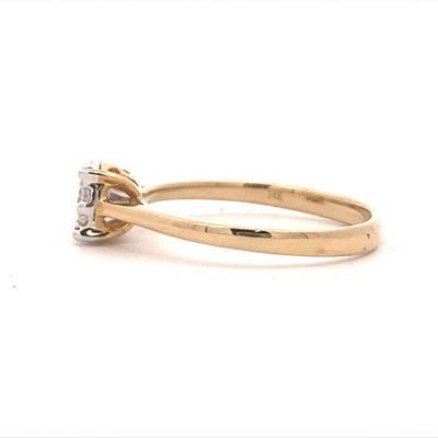 Round Diamond Halo Engagement Ring in Yellow Gold