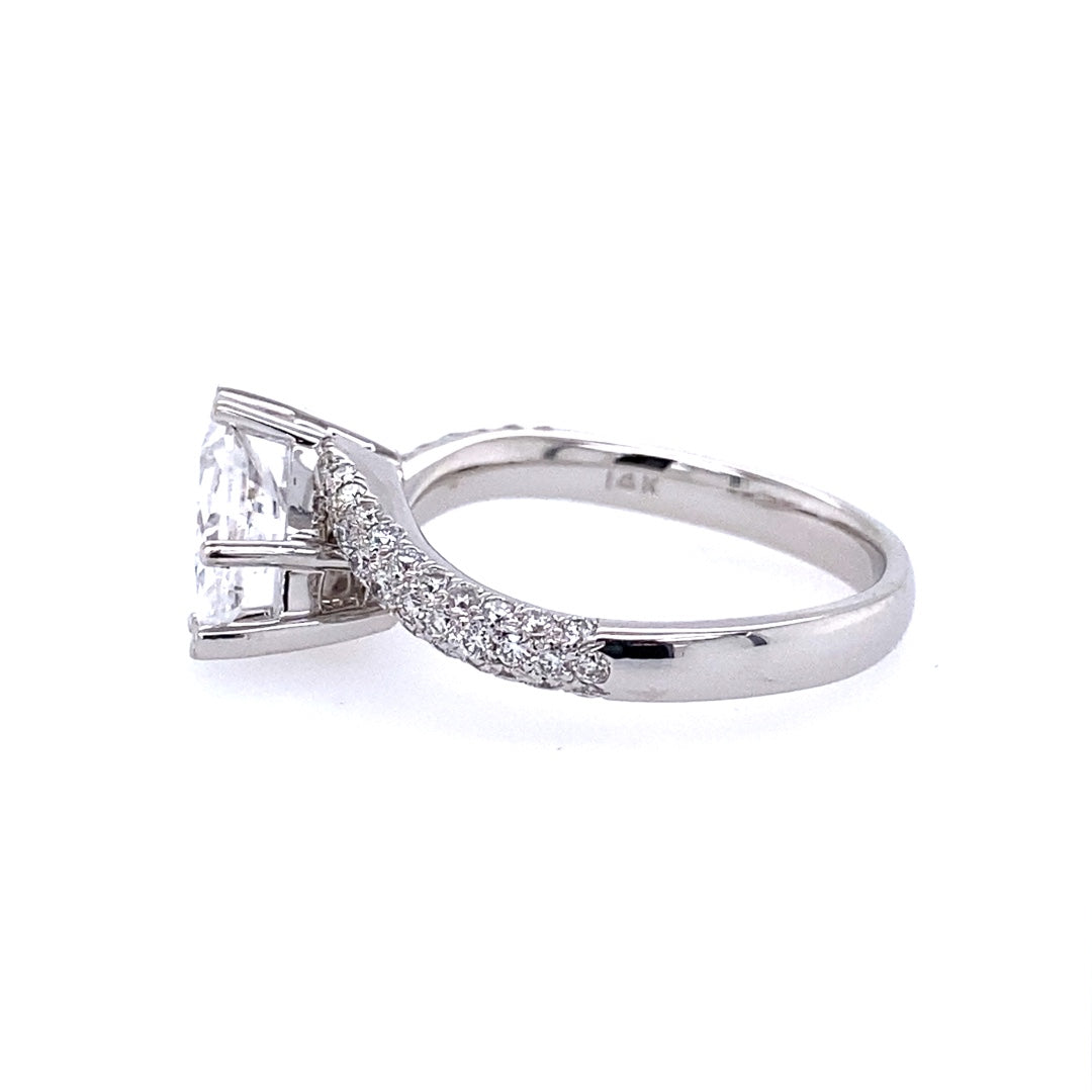 Marquise Diamond Side Stone Engagement Ring in White Gold