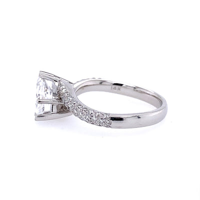 Marquise Diamond Side Stone Engagement Ring in White Gold