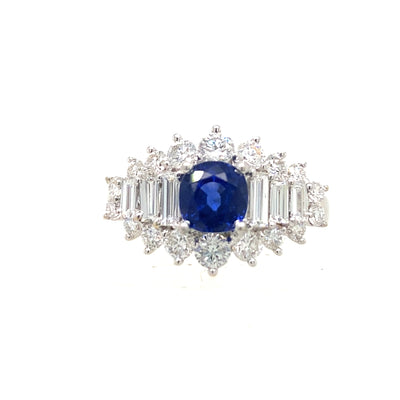ESTATE Sapphire and Diamond Cocktail Ring in White Gole