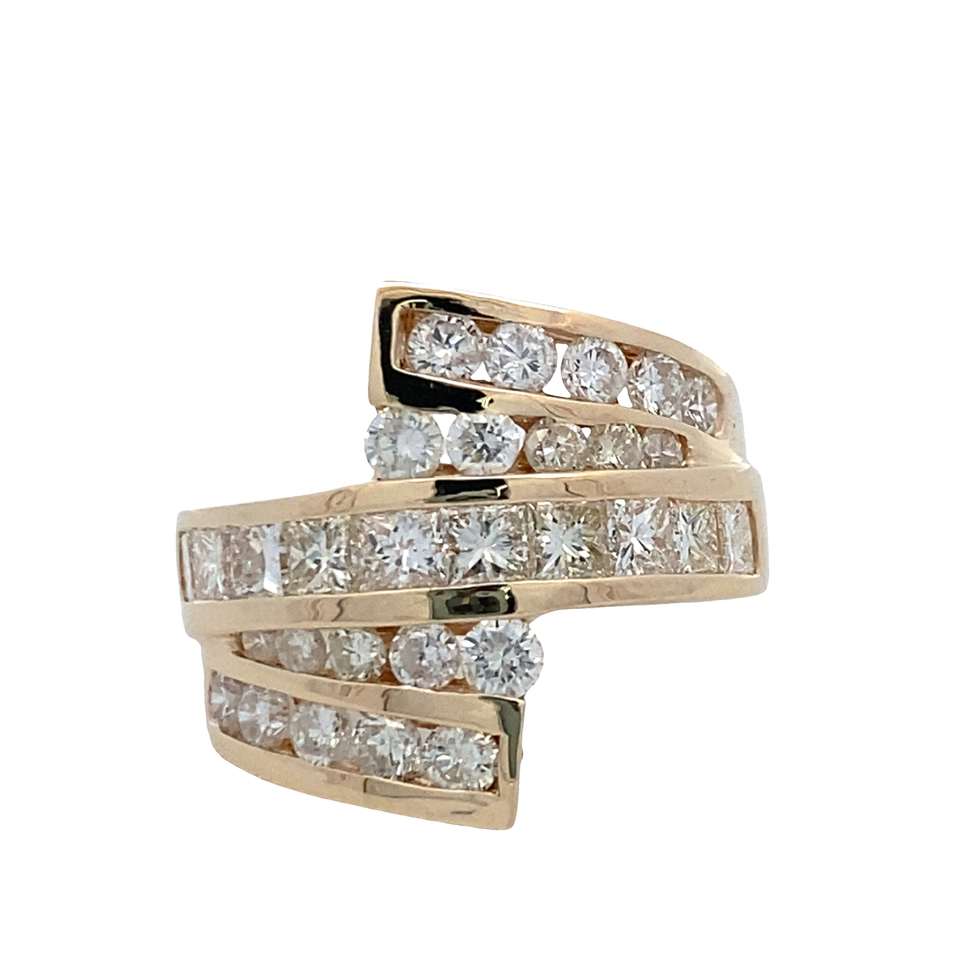 ESTATE Diamond 5 Row Cocktail Ring in Yellowo Gold