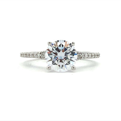 Round Diamond Side Stone Engagement Ring in White Gold by Simon G