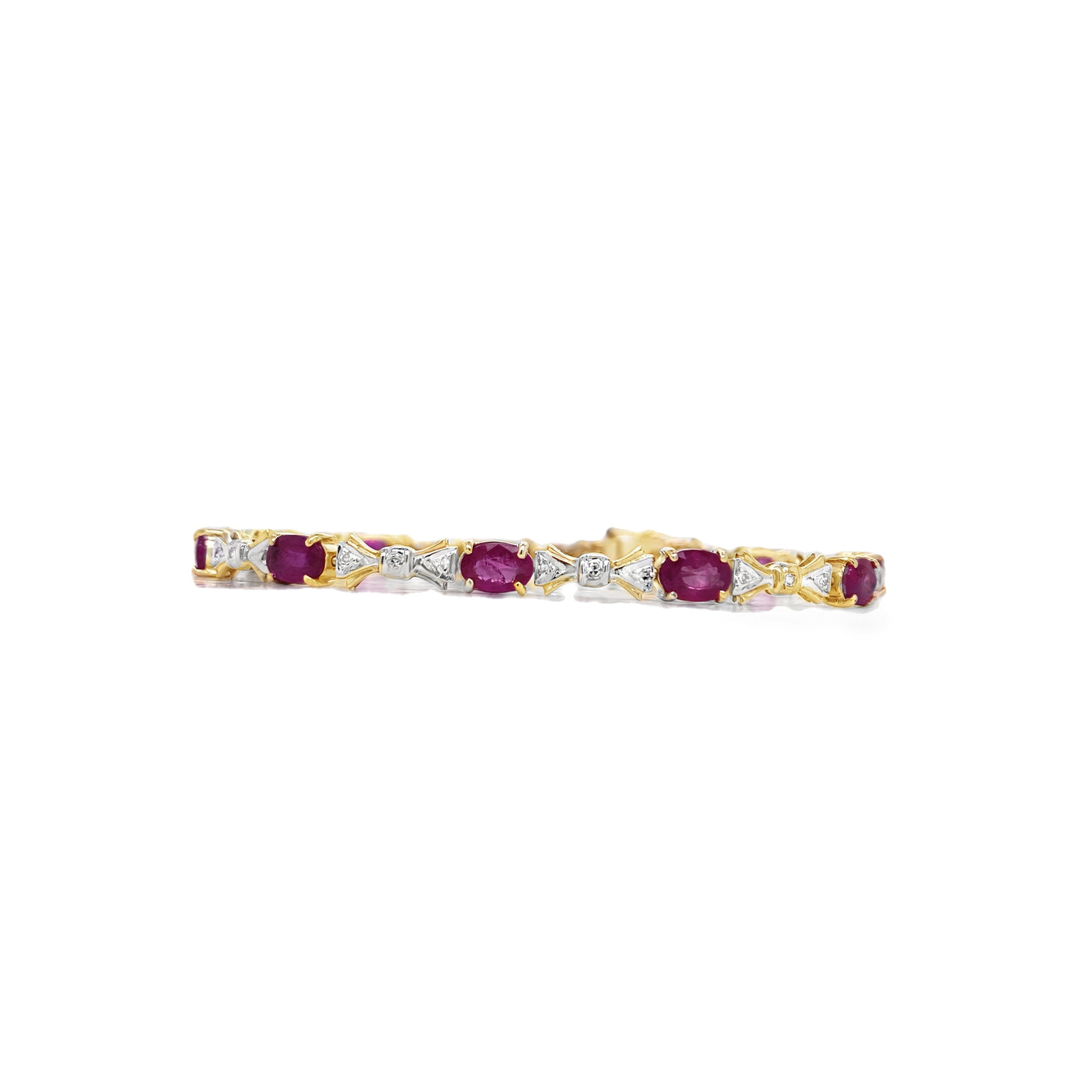 ESTATE Ruby and Diamond Bracelet in Yellow Gold