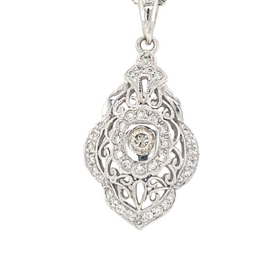 ESTATE Vintage Diamond Pendant in White Gold