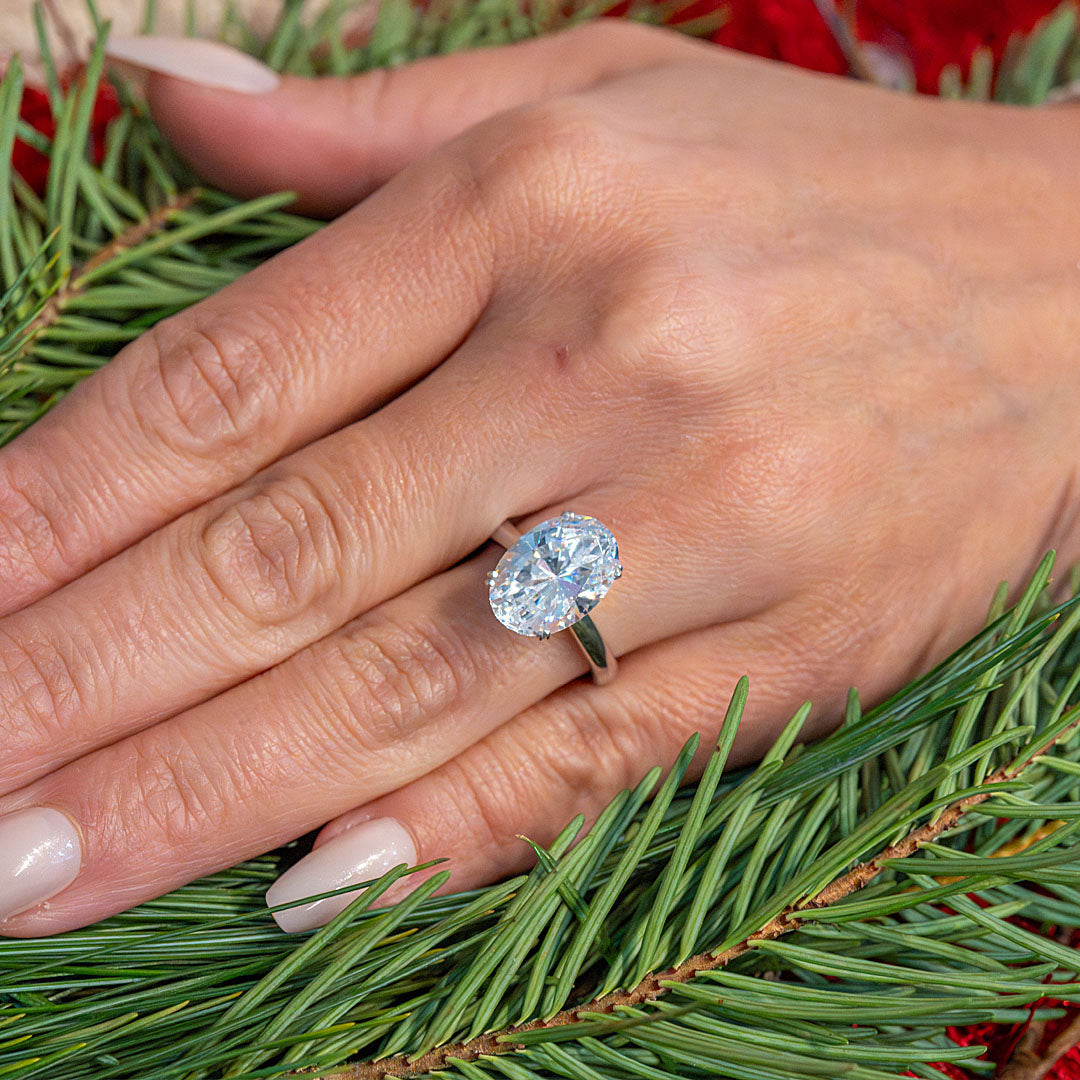 Oval Diamond Solitaire Engagement Ring in White Gold by B&C