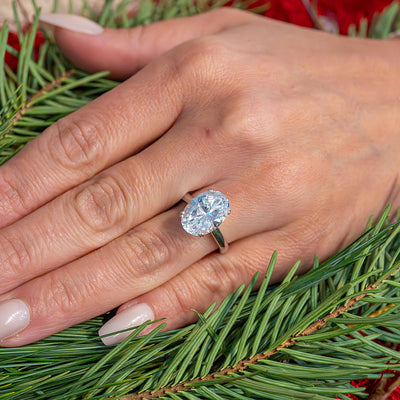 Oval Diamond Solitaire Engagement Ring in White Gold by B&C