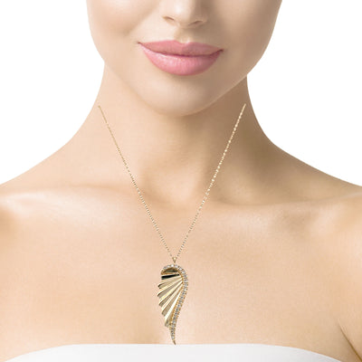 Diamond Enhanced Wing Pendant in Yellow Gold by Gabriel & Co.