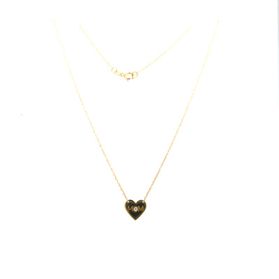 "MOM" Heart Necklace in Yellow Gold