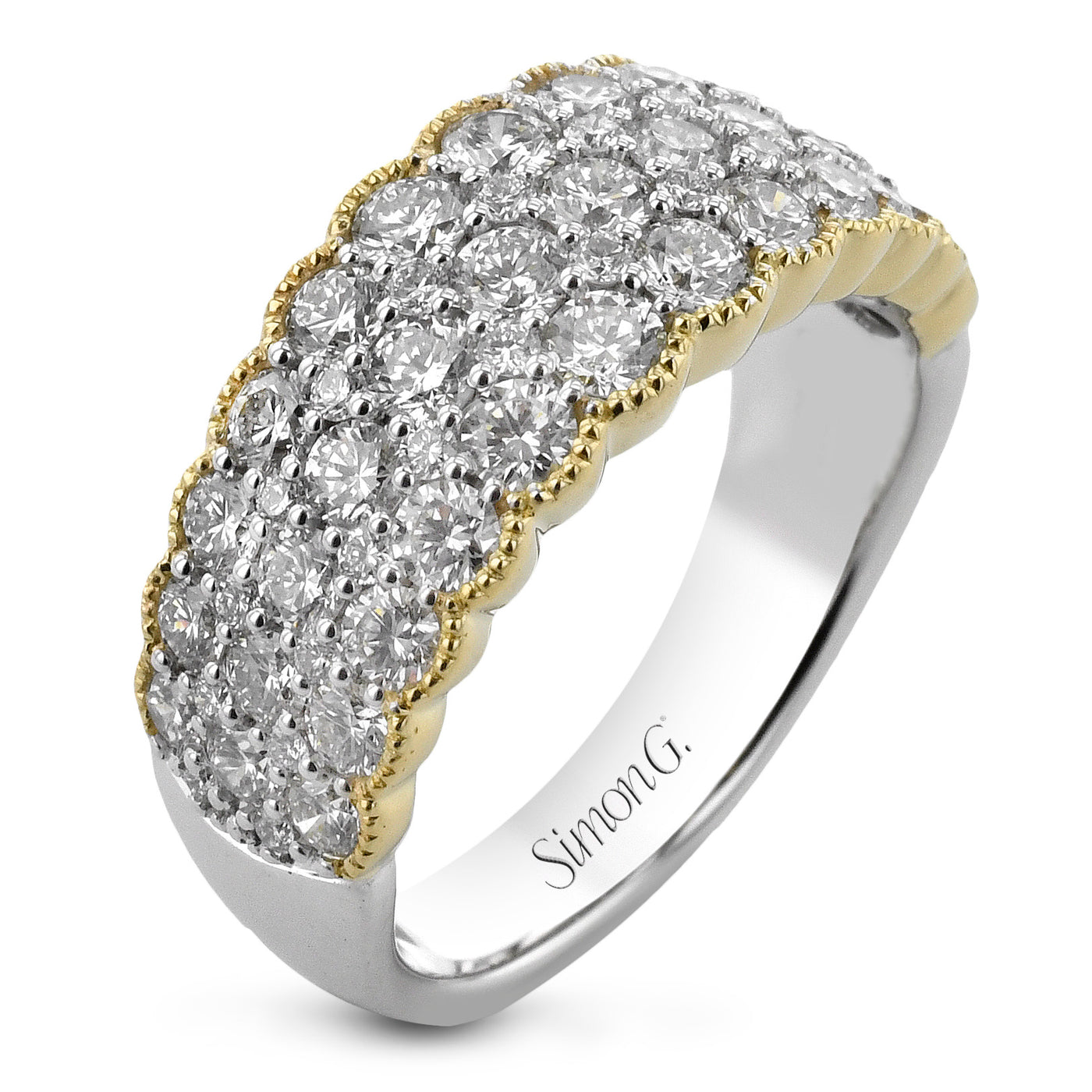 Simon G Jewelry 18 Karat Two-Tone Classic Style Round Diamond Fashion Ring - Lady's LR3213