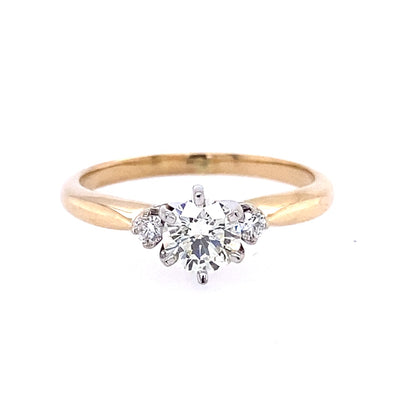 Round Diamond Three Stone Engagement Ring in Two-Tone Gold by B&C