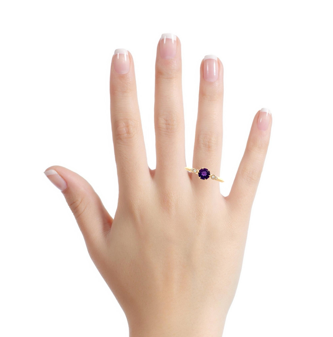 Amethyst  and Diamond Ring in Yellowo Gold