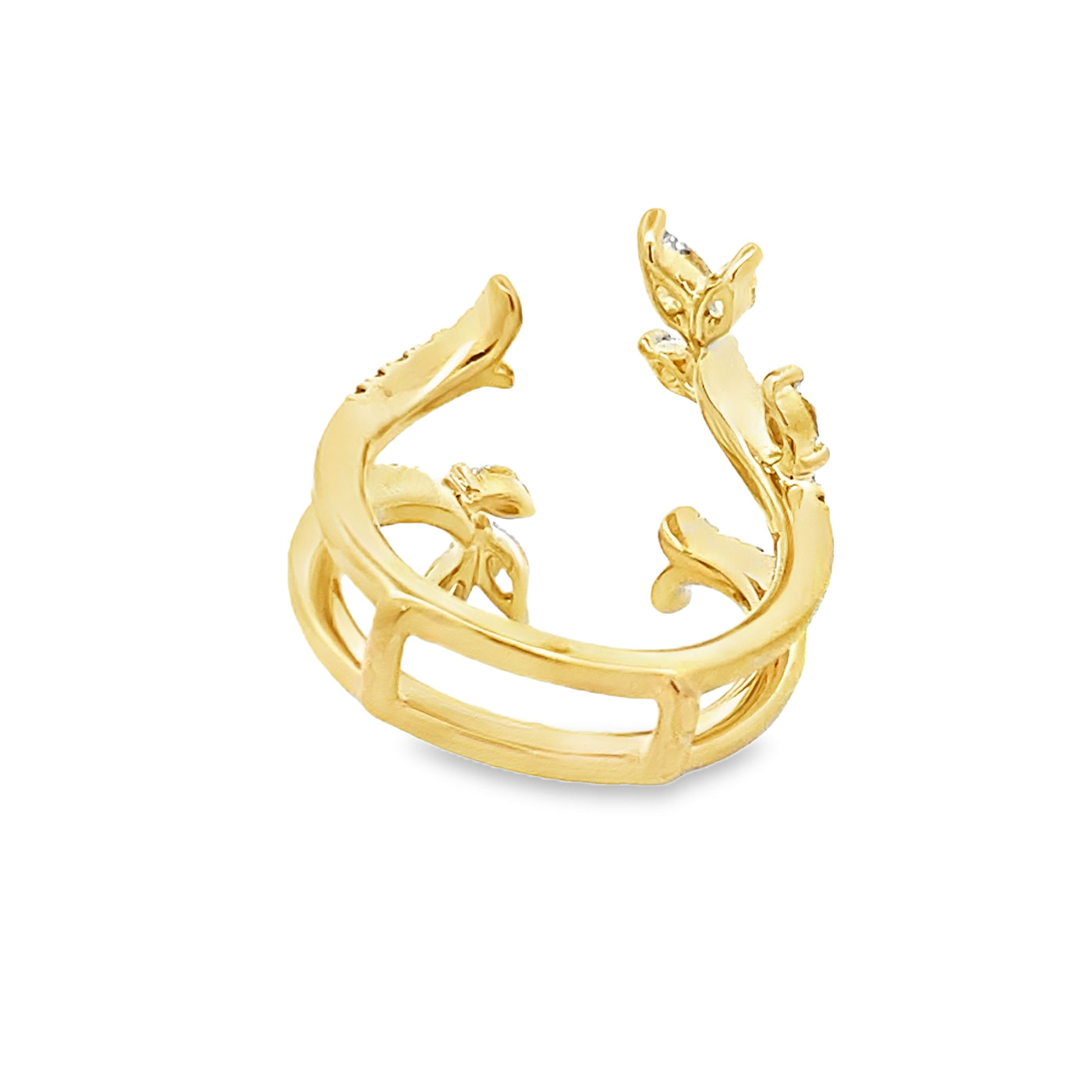 14K Yellow Gold Diamond Leaf Bypass Ring by Gabriel & Co.