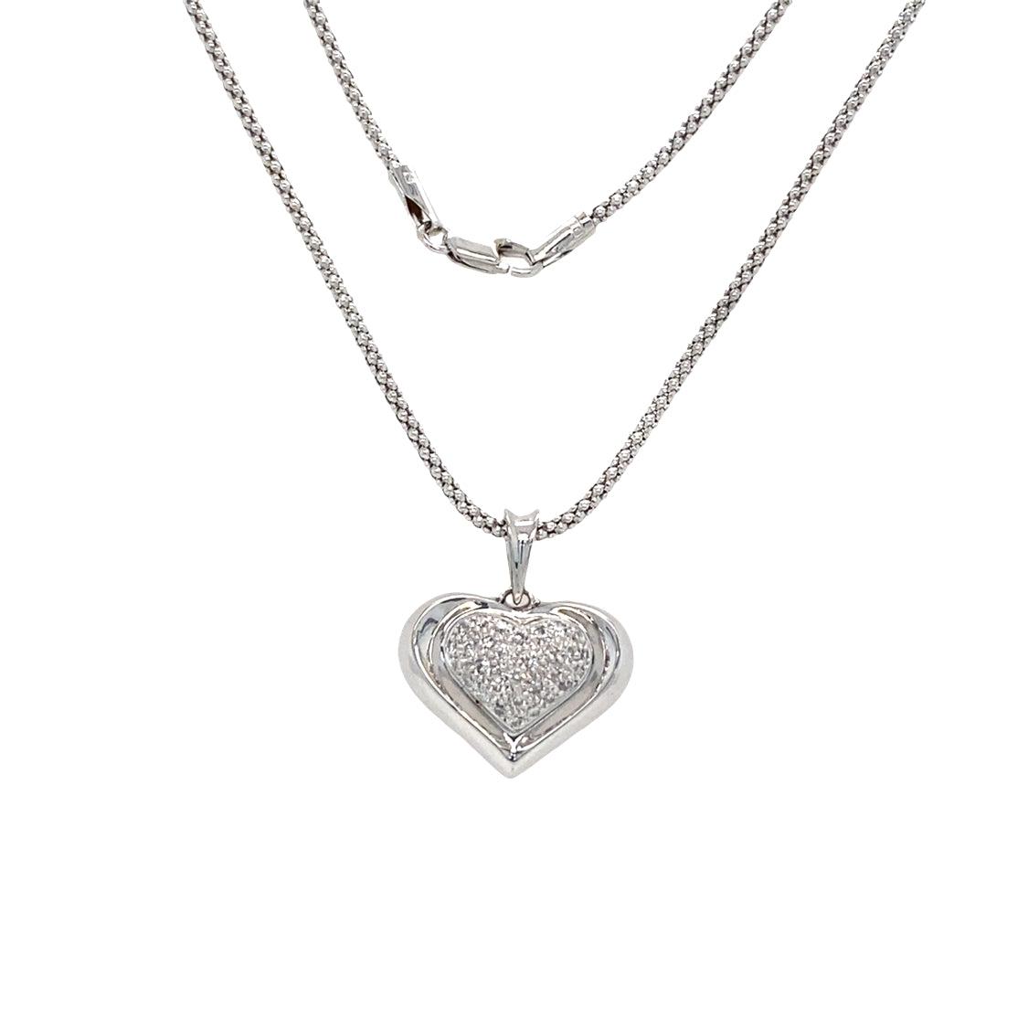 ESTATE Diamond Heart Pendant in White Gold