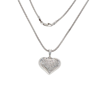 ESTATE Diamond Heart Pendant in White Gold