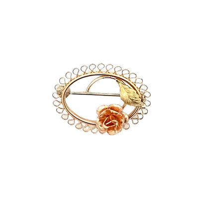 ESTATE Krementz Rose Pin in Two-Tone Gold