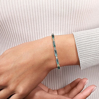Malachite and Diamond Bangle in Yellow Gold by Gabriel NY