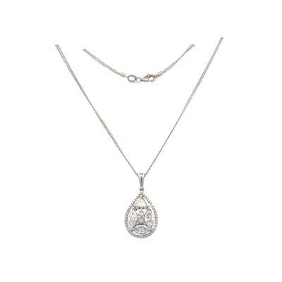 Diamond Cluster Drop Pendant in White Gold by Simon G. Jewelry