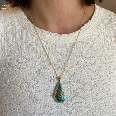 ESTATE David Freeland Jr. Opal/Boulder Opal Pendant in Yellow Gold