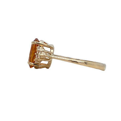 ESTATE Citrine and Diamond Ring in Yellow Gold