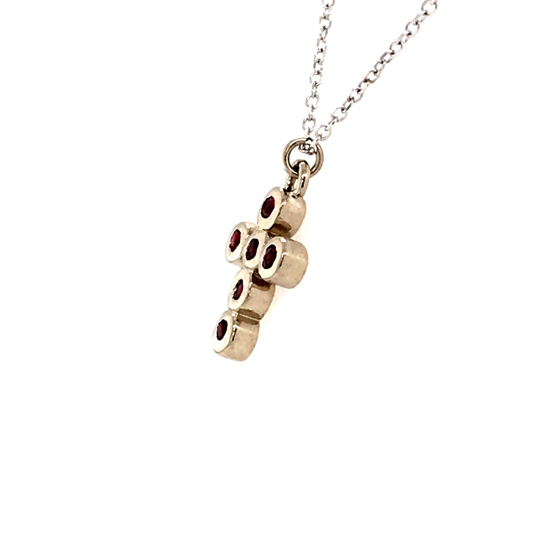 Ruby Cross Pendant in White Gold by B&C