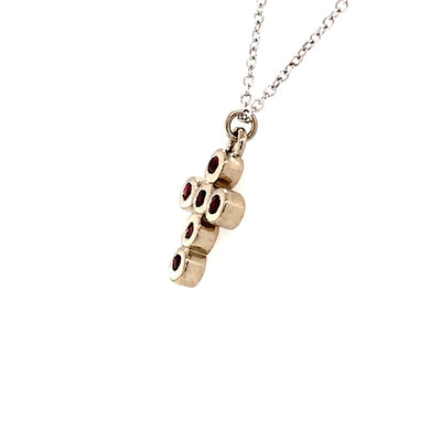 Ruby Cross Pendant in White Gold by B&C