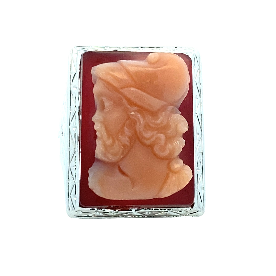 ESTATE Sardonyx Cameo Ring in White Gold