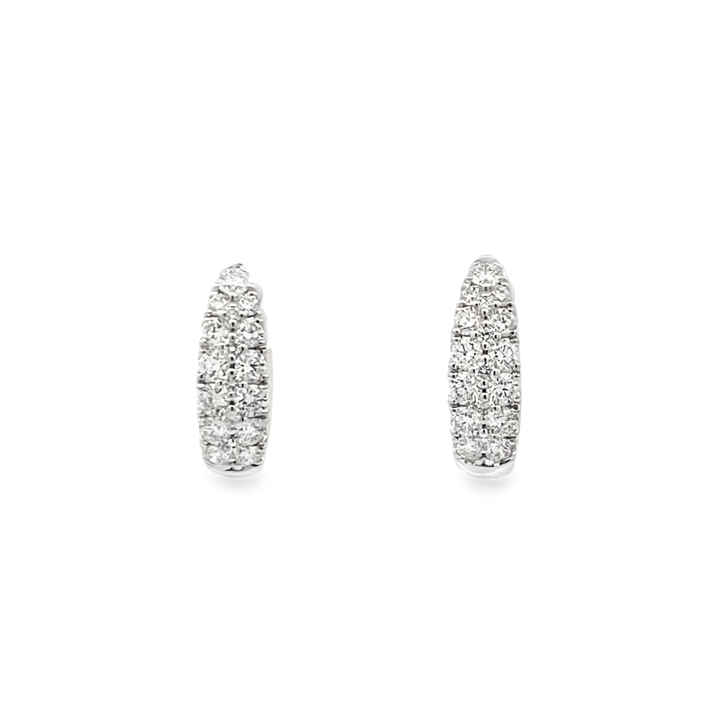 Tapered Diamond Huggies in White Gold by Simon G